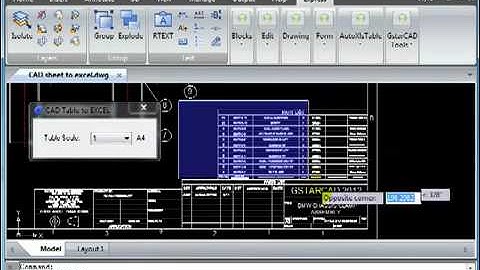 GstarCAD 2012 CAD sheet to excel