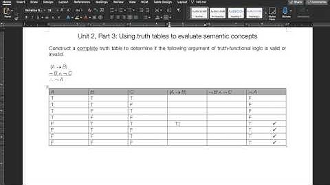 Lesson 4: Example truth table testing validity