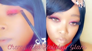 Cherry Red Glitter Glam Tutorial Holiday Vibes