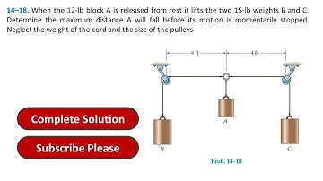 14–18. When the 12-lb block A is released from rest it lifts | Engineering Mechanics Dynamics