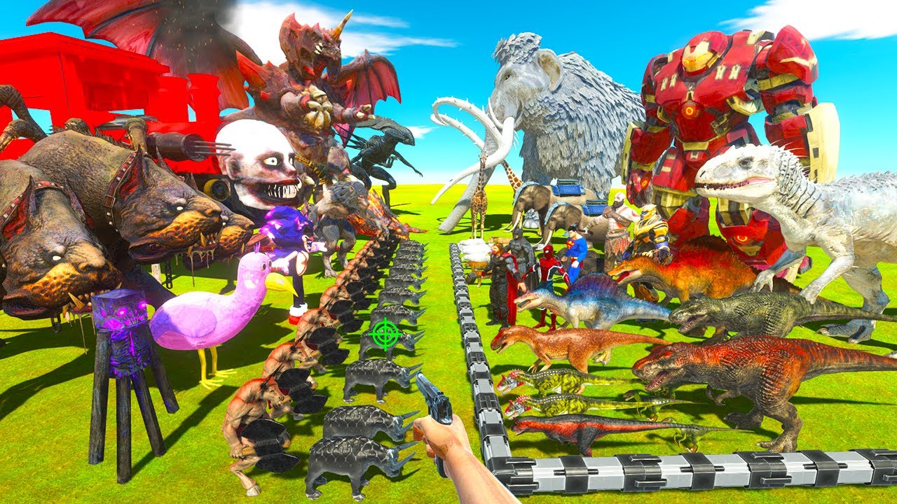 Hulk Busters vs Destoroyah | Carnivore Dinosaurs Fights Fantasy - Animal Revolt Battle Simulator