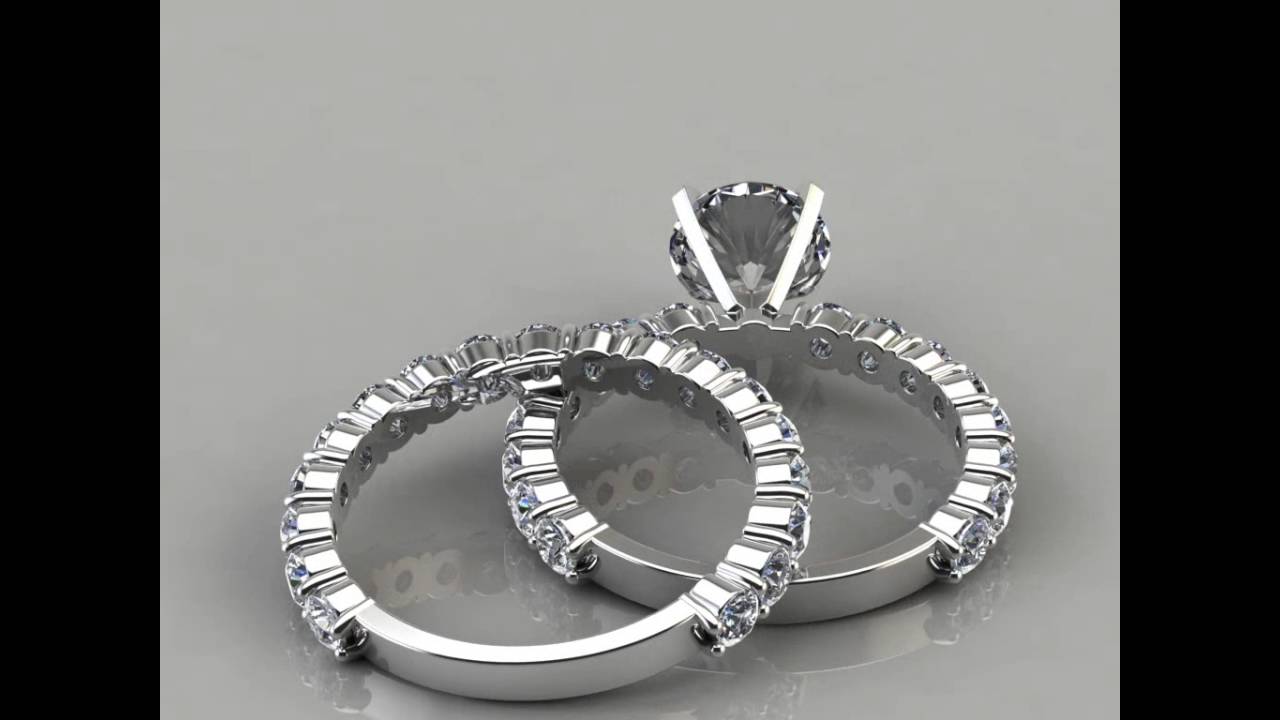 008w Round Cut Designer Engagement Ring and Weddind Band Bridal Set Man Made Diamonds