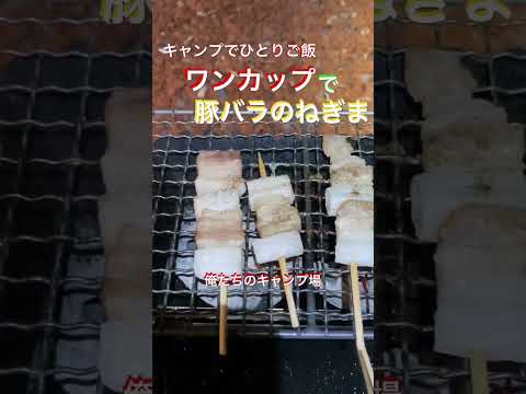 キャンプでひとりご飯 ワンカップ で 豚バラのねぎま 俺たちのキャンプ場 で ソロキャンプ