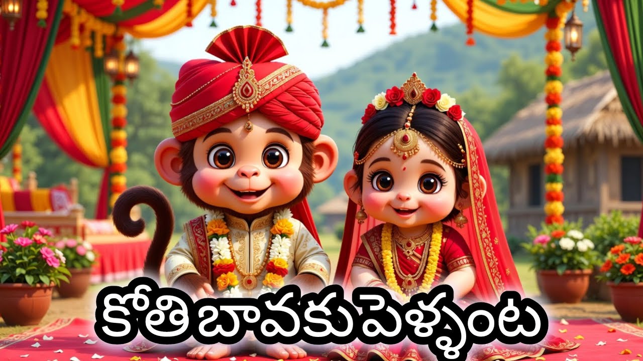 కోతి బావకు పెళ్ళంట 🎵 | Telugu Kids Rhyme | Village Wedding Cartoon Song