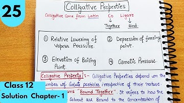 Colligative Properties| Relative Lowering of Vapour Pressure| Solution Chapter-1 Class12 Chemistry