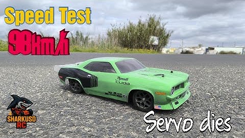 Arrma Infraction 3S BLX Plymouth Barracuda Speed Test and then Stock Servo Dies