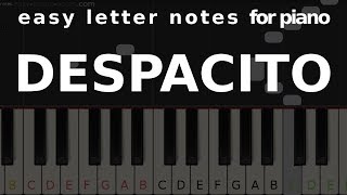 DESPACITO - easy letter notes for piano -  sheets, scores, note☻ chords