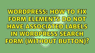 How to Fix Form elements do not have associated labels in Wordpress Search Form (without button)?