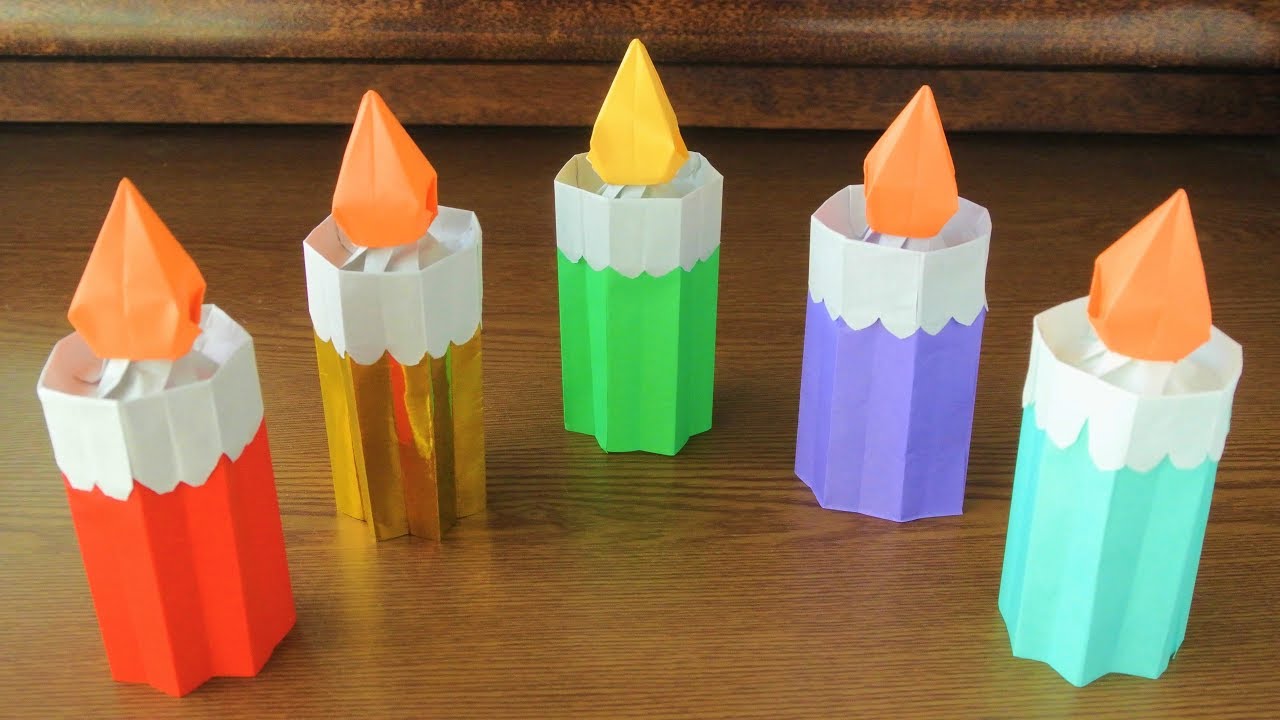 折り紙 立体クリスマスキャンドルの作り方 Origami 3d Candle Instructions Youtube