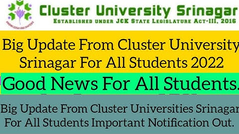 Cluster University Srinagar Important Notification Out Regarding Admission Process