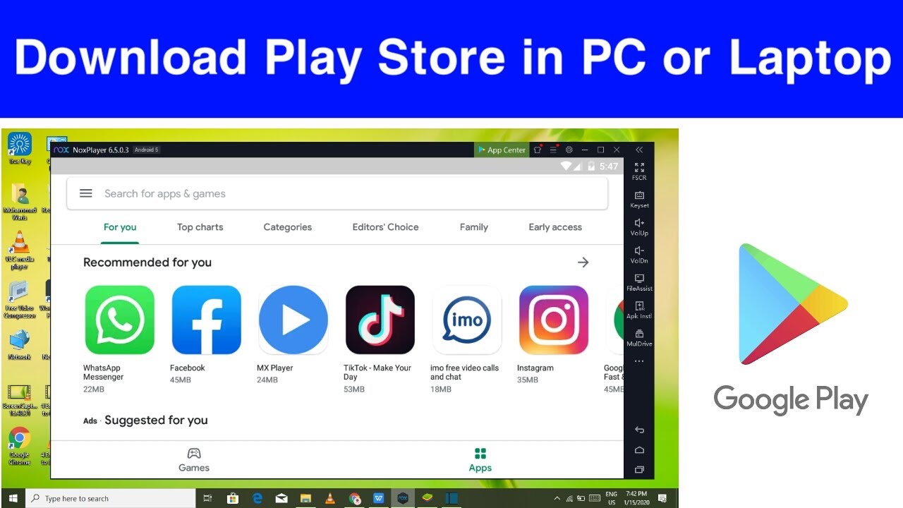 play store download free install for pc windows 10