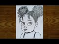 how to draw a cute baby girl , how to draw curly hair girl , beginners drawing