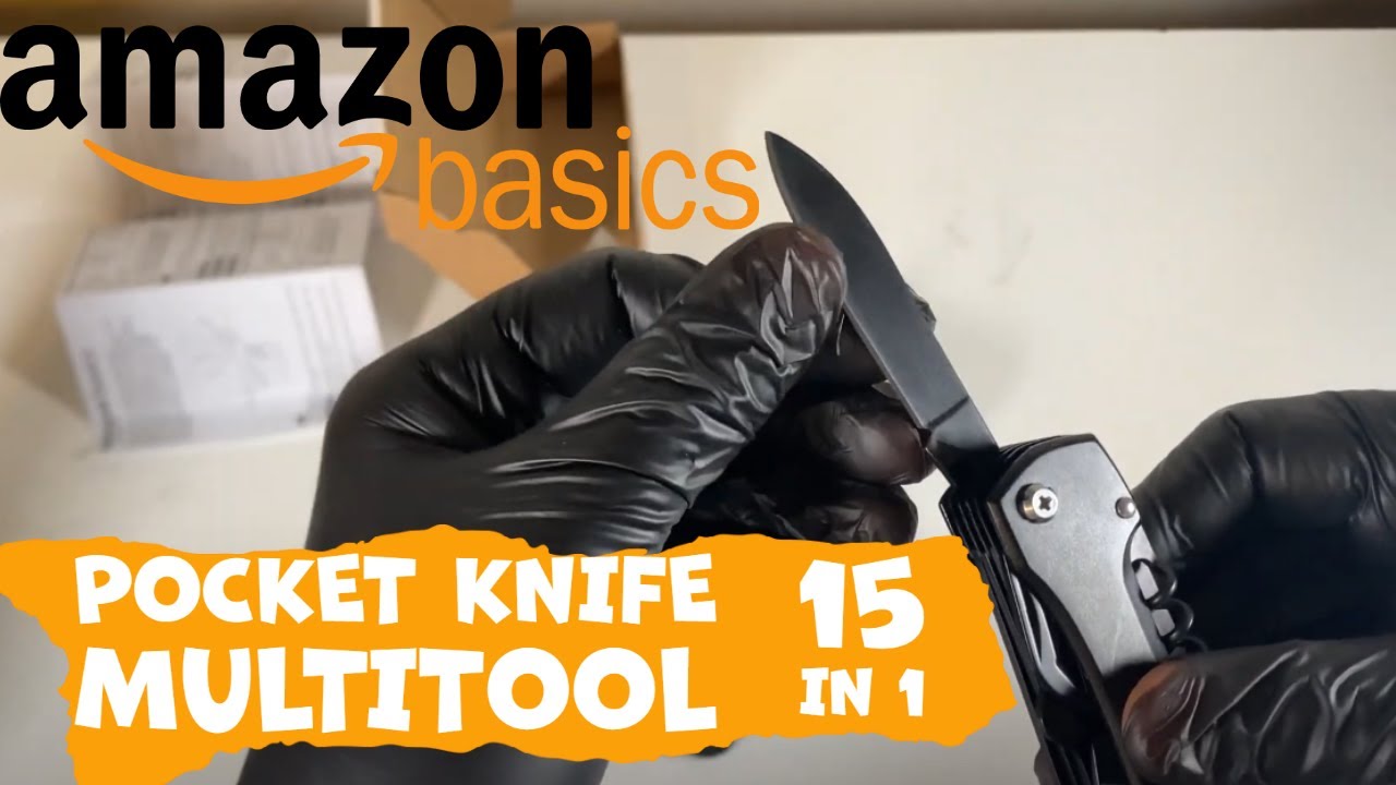 Amazon Basics 15in1 Stainless Steel Multitool Pocket Knife Safety