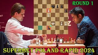 ROOK BRRILIANT!! Magnus Carlsen vs Arjun Erigaisi || Superbet Poland Rapid 2024 - R1