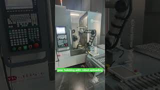 motorcycle gear hobbing with robot arm auto-loading and unloading, 2.5mm gear #machine