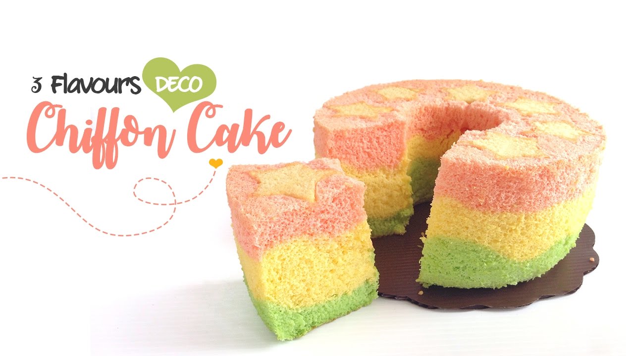 3 Flavours Deco Chiffon Cake (No Baking Powder) - YouTube
