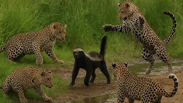 Honey Badger vs Leopard – Brave Honey Badger Survives Leopard Attack in Epic Jungle Showdown!