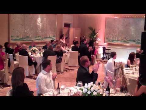 Fun Grand Entrance at small wedding reception