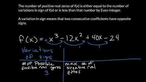 Rational, Real and Complex zeros. Descartes Rule of Signs.