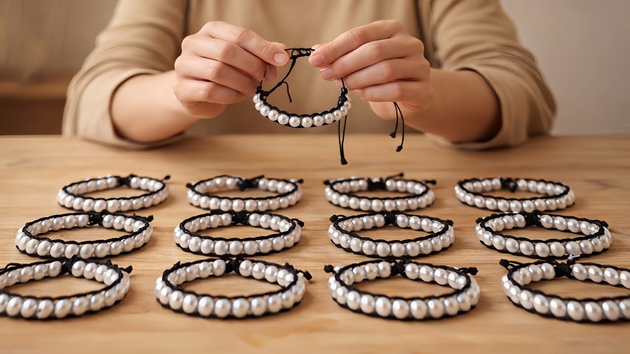 How to Make Macrame Pearl Bracelet | DIY Adjustable Sliding Knot Bracelet Tutorial ✨