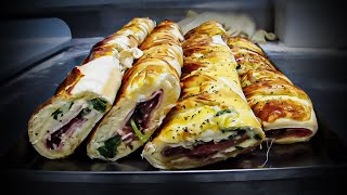 Salgado Napolitano | Joelho | Enrolado de Presunto e Queijo - Comida de Restaurante Brasil