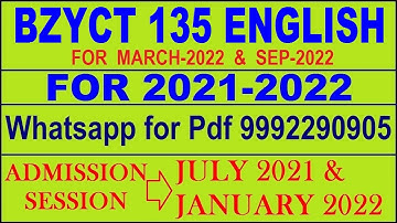 BZYCT 135 Solved Assignment 2021-22 in English Pdf @40rs 9992290905.