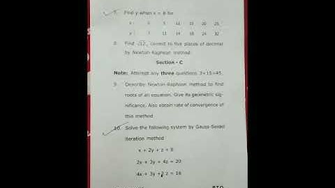 BCA 5th sem numerical methode previes year paper