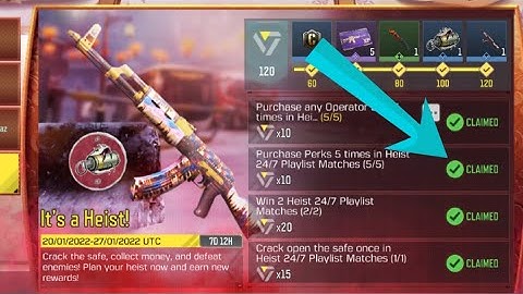 Call Of Duty Mobile Purchase Perks 5 times in Heist 24/7 Playlist Matches Task Complete