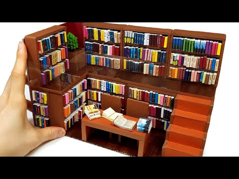 DIY Miniature CardBoard Room #2 - Library decor ! Book Book Book !