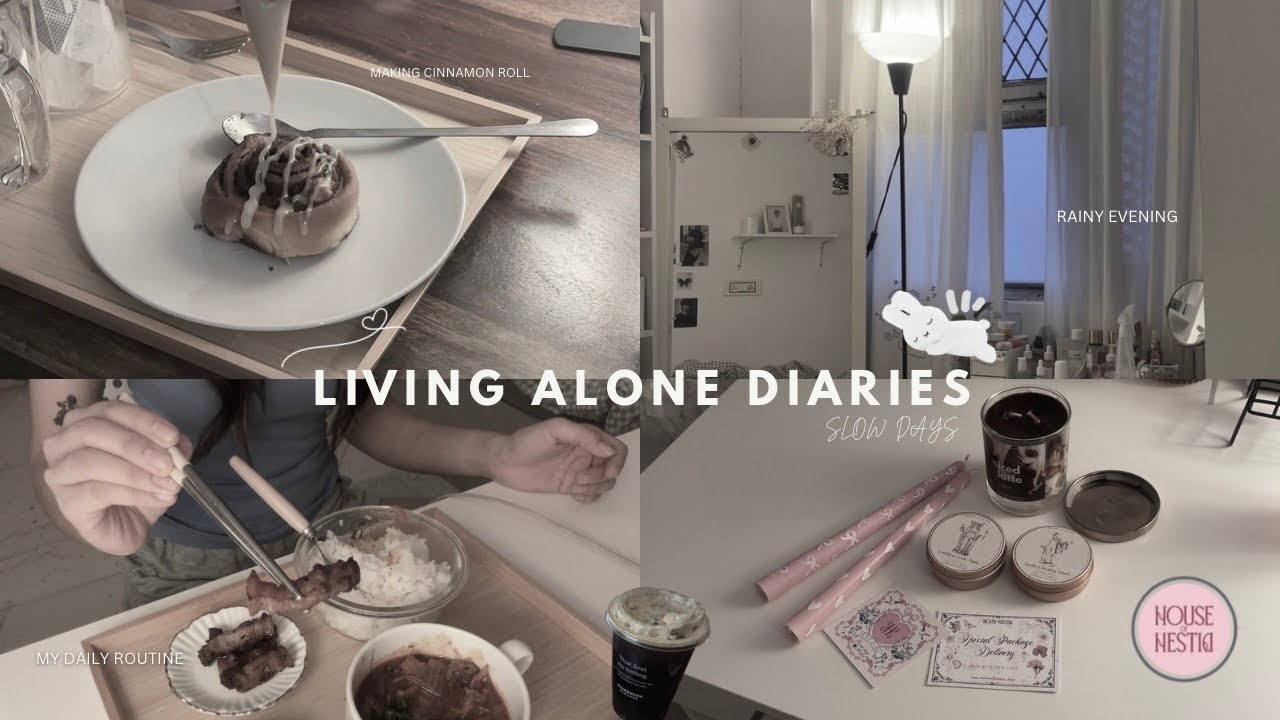 Living alone diaries| Making cinnamon roll꩜ .ᐟ| Rainy days in delhi🫧 | Kimchi Jigae|House of hestia