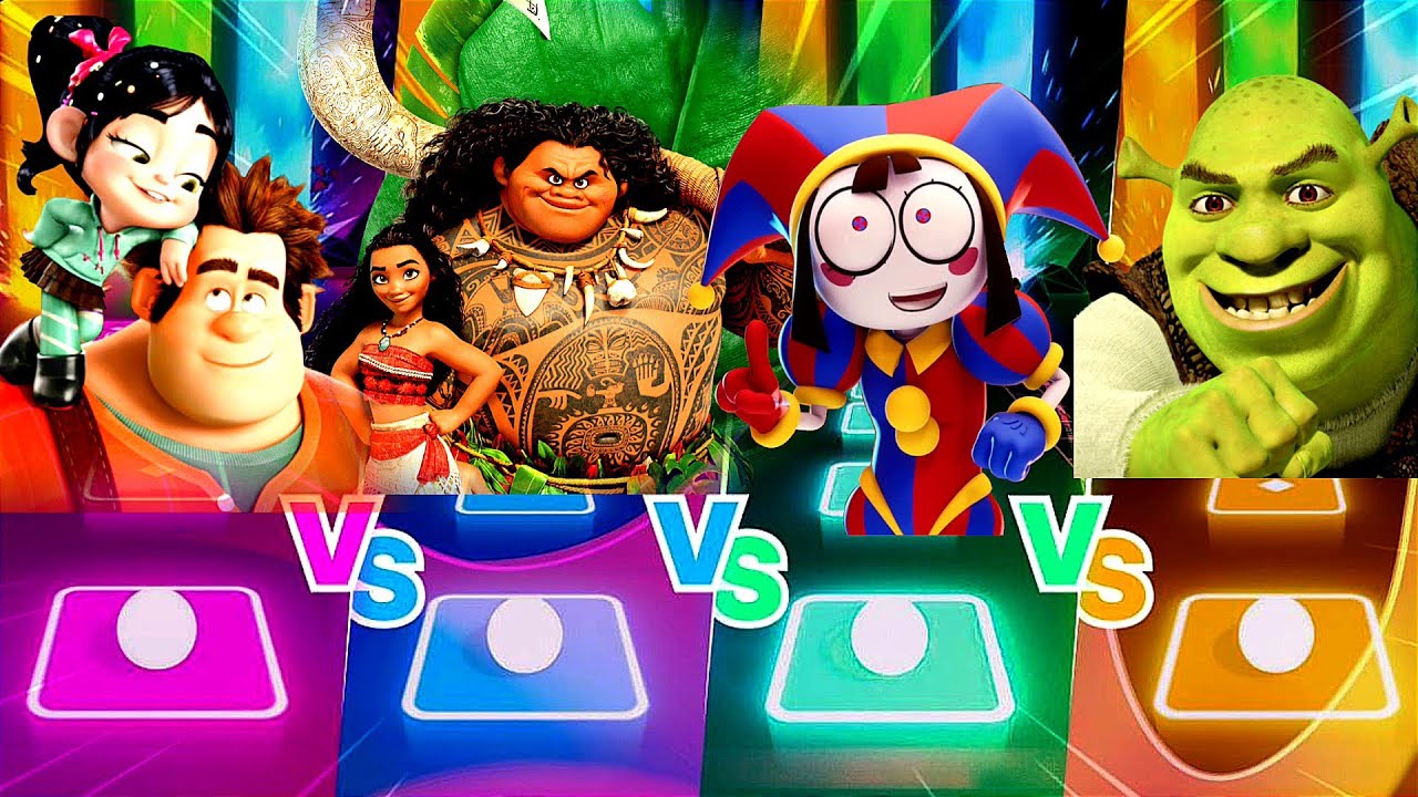 Tiles hop Ralph vs Maui vs Pomni vs Shrek - YouTube