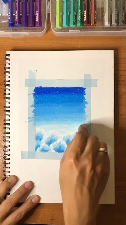 Menggambar awan dan langit biru #drawing #oilpastel #mewarnai #coloringart