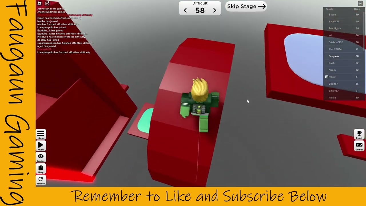 Level 58 of Clock's Difficulty Chart Obby (DCO) HARD completed by Faugaun in Roblox