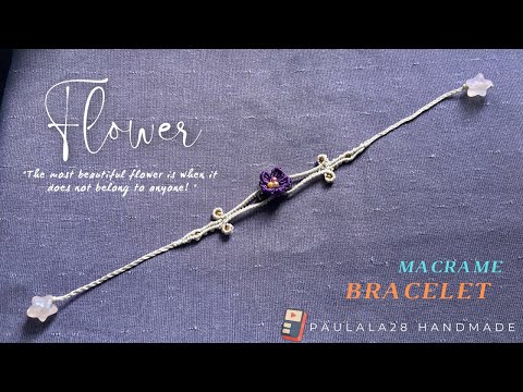 Macrame tutorial| How to make violet FLOWER bracelet• Vòng tay