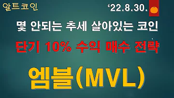 알트코인 22 8 30 엠블 MVL 단기 10 수익 가능 매수 전략