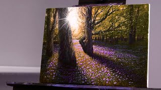 Painting a Spring Field of Flowers in the Forest with Acrylics Paint with Ryan