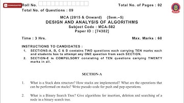 MCA 5TH SEM DESIGN AND ANALYSIS OF ALGORITHMS DEC 2018 | PTU