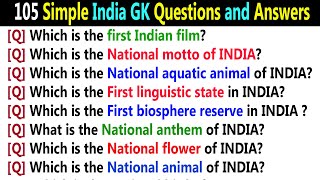 100 Important Simple India GK Questions and Answers |  Easy GK Questions for all Indian Students screenshot 4