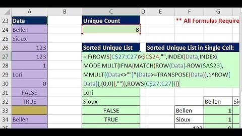 Excel Magic Trick 1314: Array Formula To Create Sorted Unique List with Mixed Data