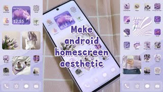 How to make android homescreen aesthetic 🎶 pastel purple/lilac theme 🌂 2021🌌