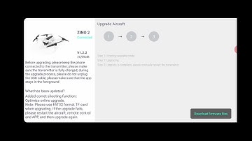 Hubsan Zino 2 - real time update to 1.2.2 firmware