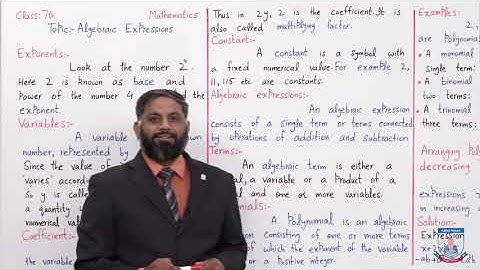 Class 7 - Mathematics - Chapter 8 - Lecture 1 - Algebraic Expressions - Allied Schools