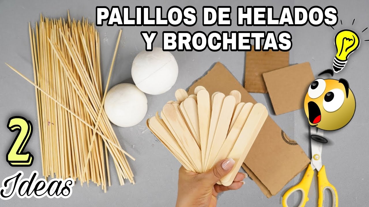 😍3 IDEAS FÁCILES con PALITOS de MADERA - BROCHETTES - PINCHOS ♻ RECICLAJE  🌼 ARTESANATO 💕Arte en casa 
