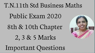 T.N.11th std Business Maths Public Exam | Statistics 2, 3 & 5 Mark| Important Questions.