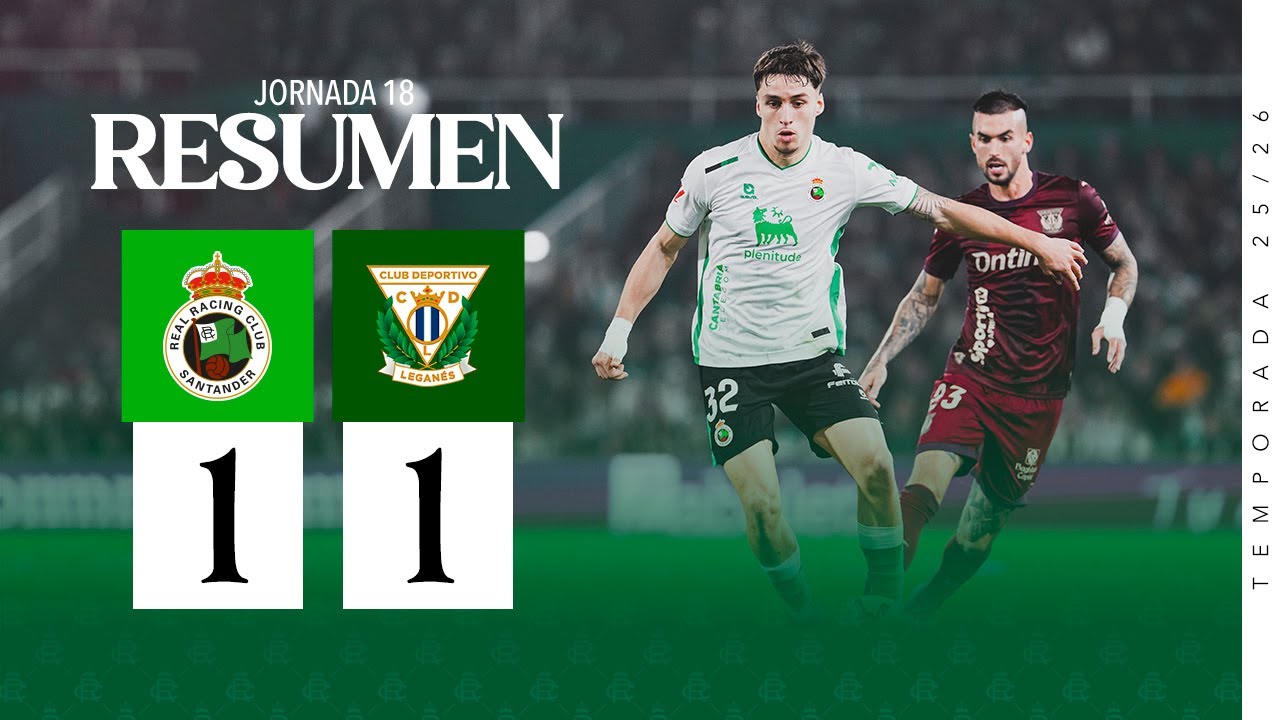 RESUMEN | Real Racing Club 1-1 CD Leganés | Jornada 18 LaLiga Hypermotion 25/26