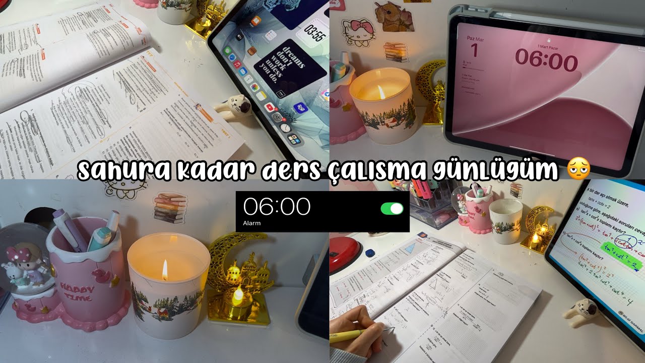 Sahura kadar ders çalışıyoruz! Ders çalışma günlüğüm 💓 Study vlog, ders vlog, yks.. 