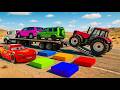 Flatbed Truck McQueen Transportation with Truck Pothole vs Car #95 BeamNG Drive Gameplay