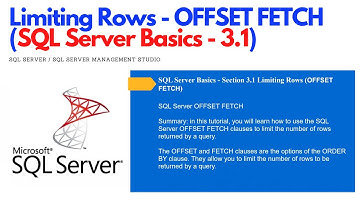 SQL Server Basics 3.1 - Limiting Rows | OFFSET FETCH (For Beginners) #ezettutorial #sqlserver