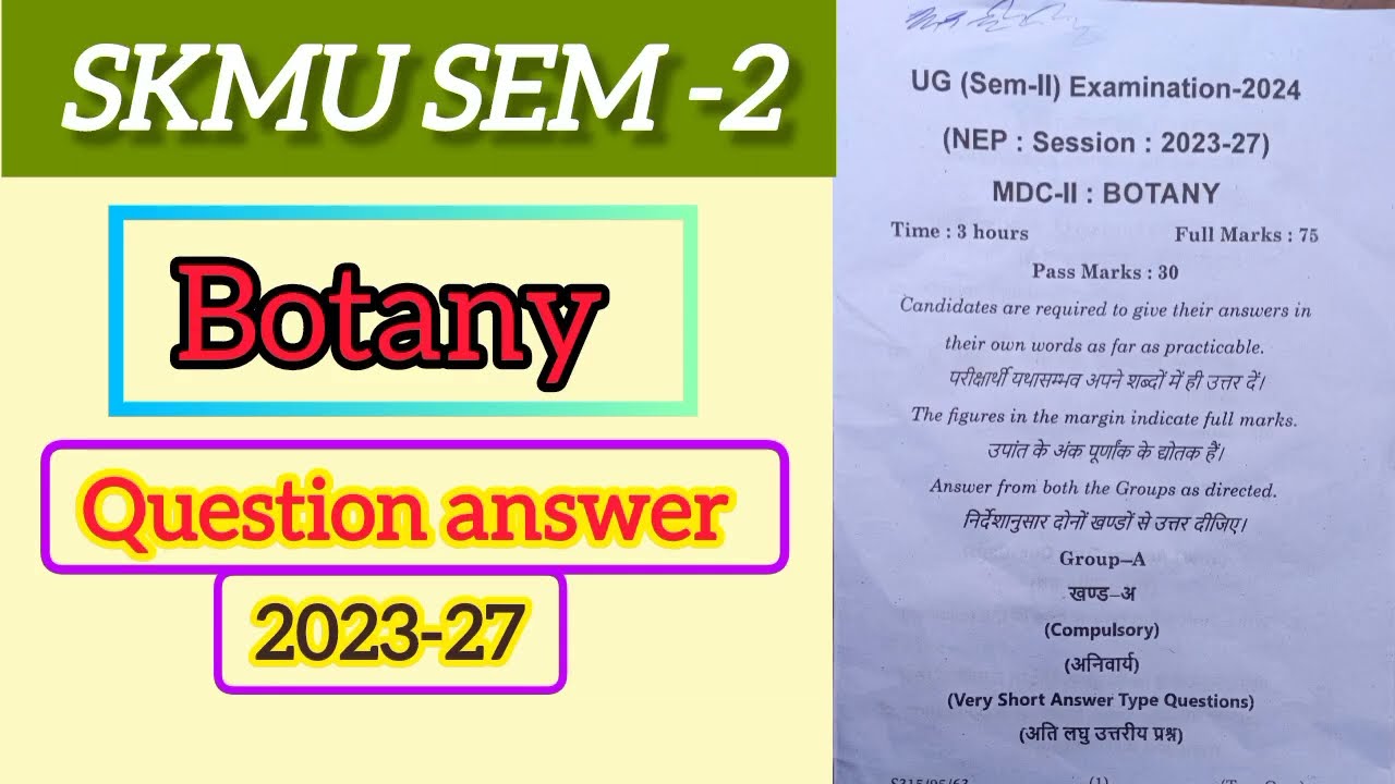 UG (SEM-2) MDC-2 BOTANY (2023-27 ) QUESTION ANSWER