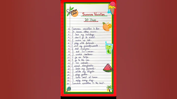 Essay On Summer Vacation/Summer VacationEssay in English/10 Lines On SummerVacation in English